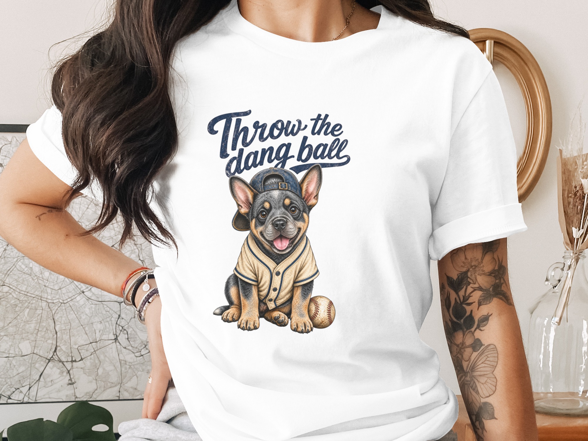 Cute Dog Baseball T-Shirt, Throw the Dang Ball Funny Puppy Tee, Pet Lover Gift, Baseball Fan Apparel, Dog Mom Dad Present, Game Day Shirt