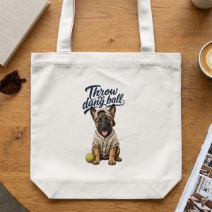 Throw the Dang Ball Dog Tote Bag, Cute German Shepherd Puppy Baseball Cap Funny Pet Lover Gift Canvas