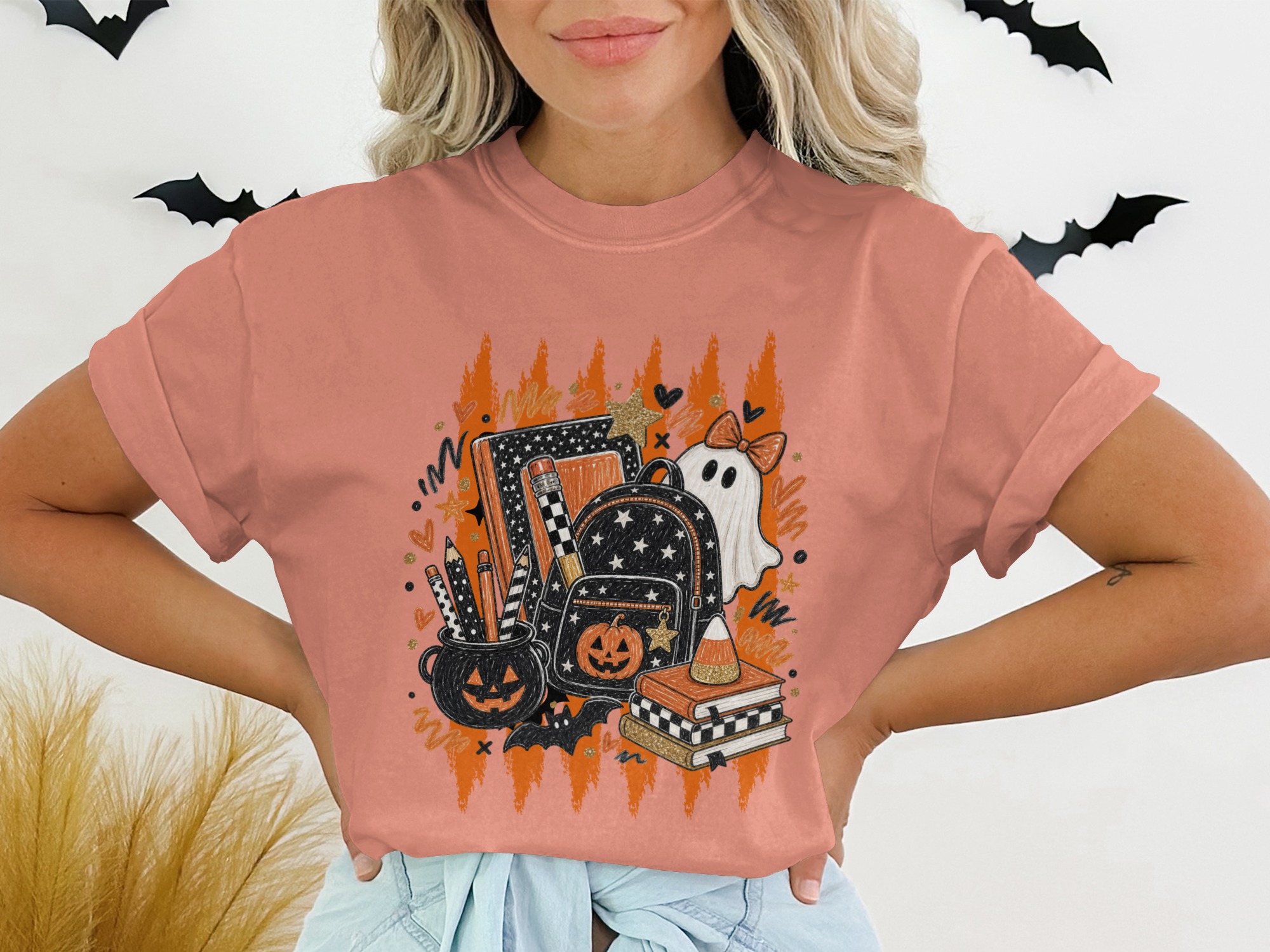 Spooky Cute Teacher Halloween T-Shirt, Back To School Ghost Pumpkin Tee, Fall Educator Shirt Gift, Funny Autumn Outfit for Her - Image 3