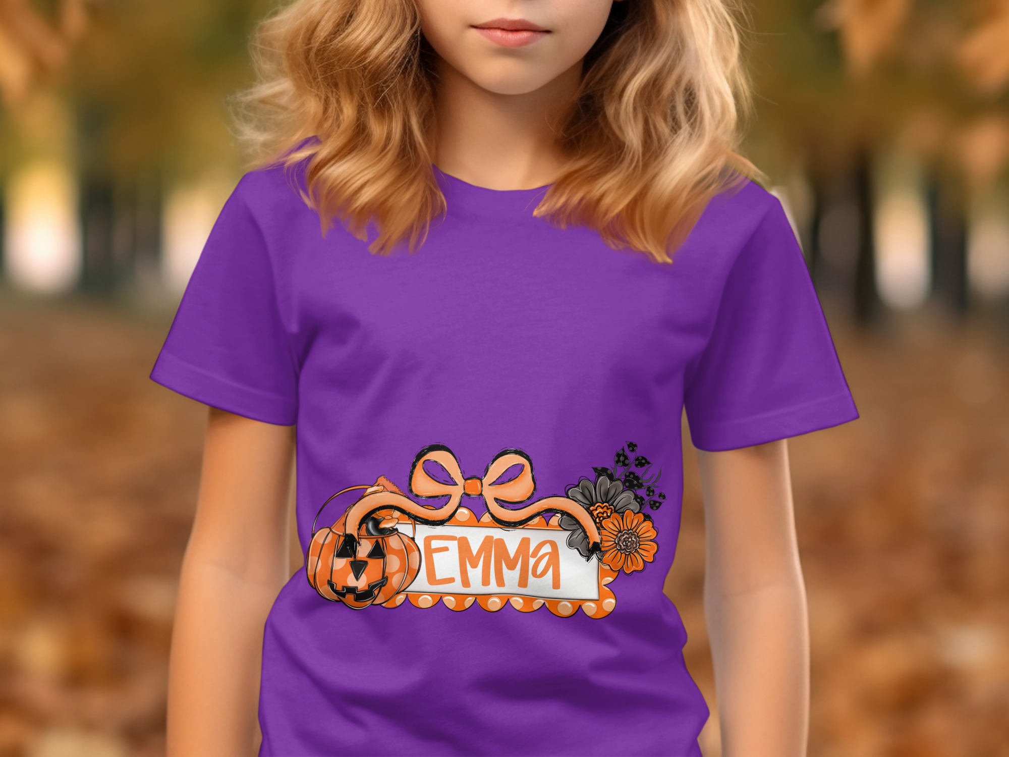 Personalized Halloween Pumpkin T-Shirt for Kids & Adults - Spooky Season Gift, Custom Name Fall Tee - Image 3