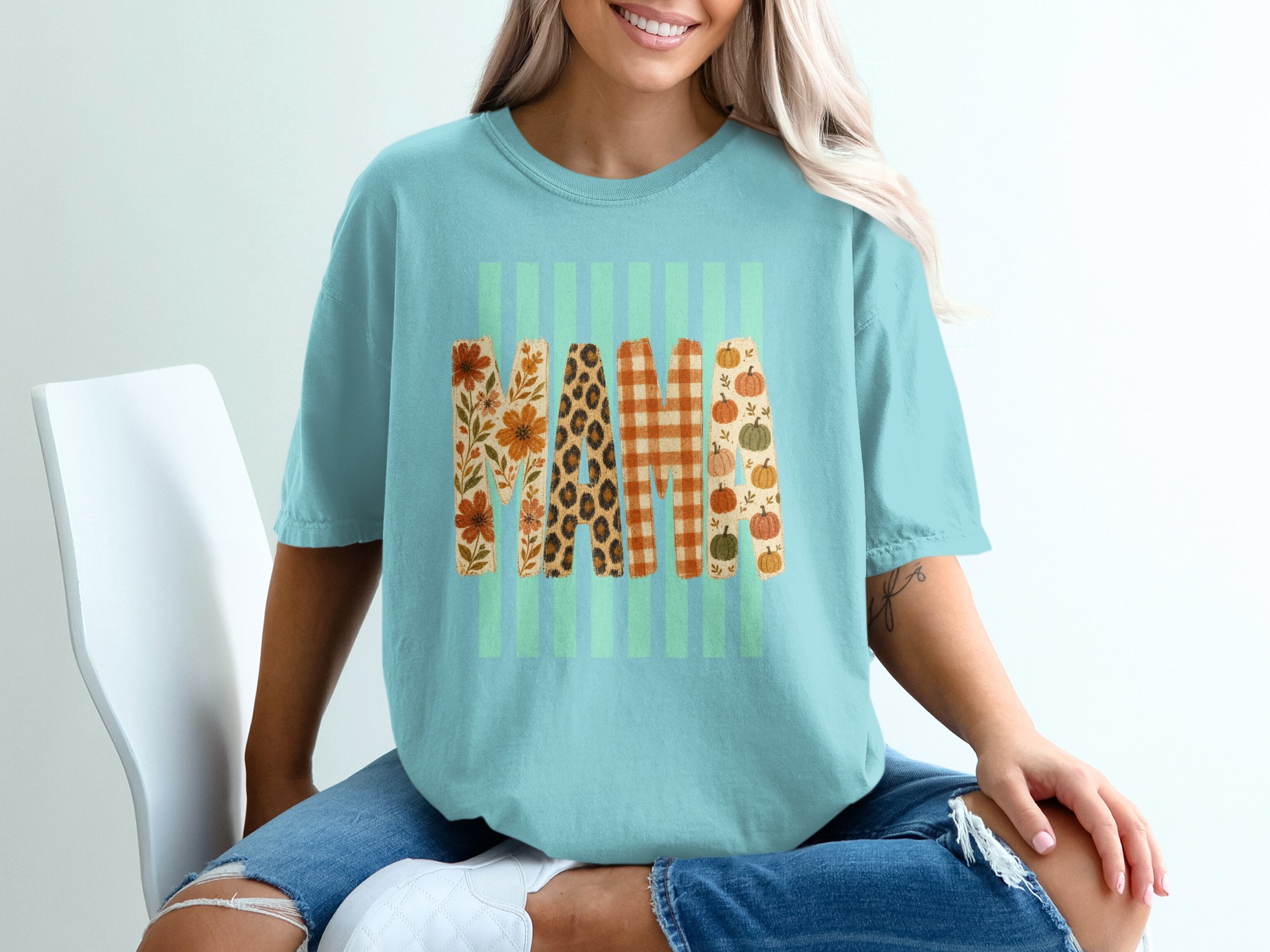 Fall Mama T-Shirt, Leopard Print Mama Tee, Pumpkin Mama Top, Boho Floral Autumn Plaid Mom Shirt, New Mom Gift - Image 8