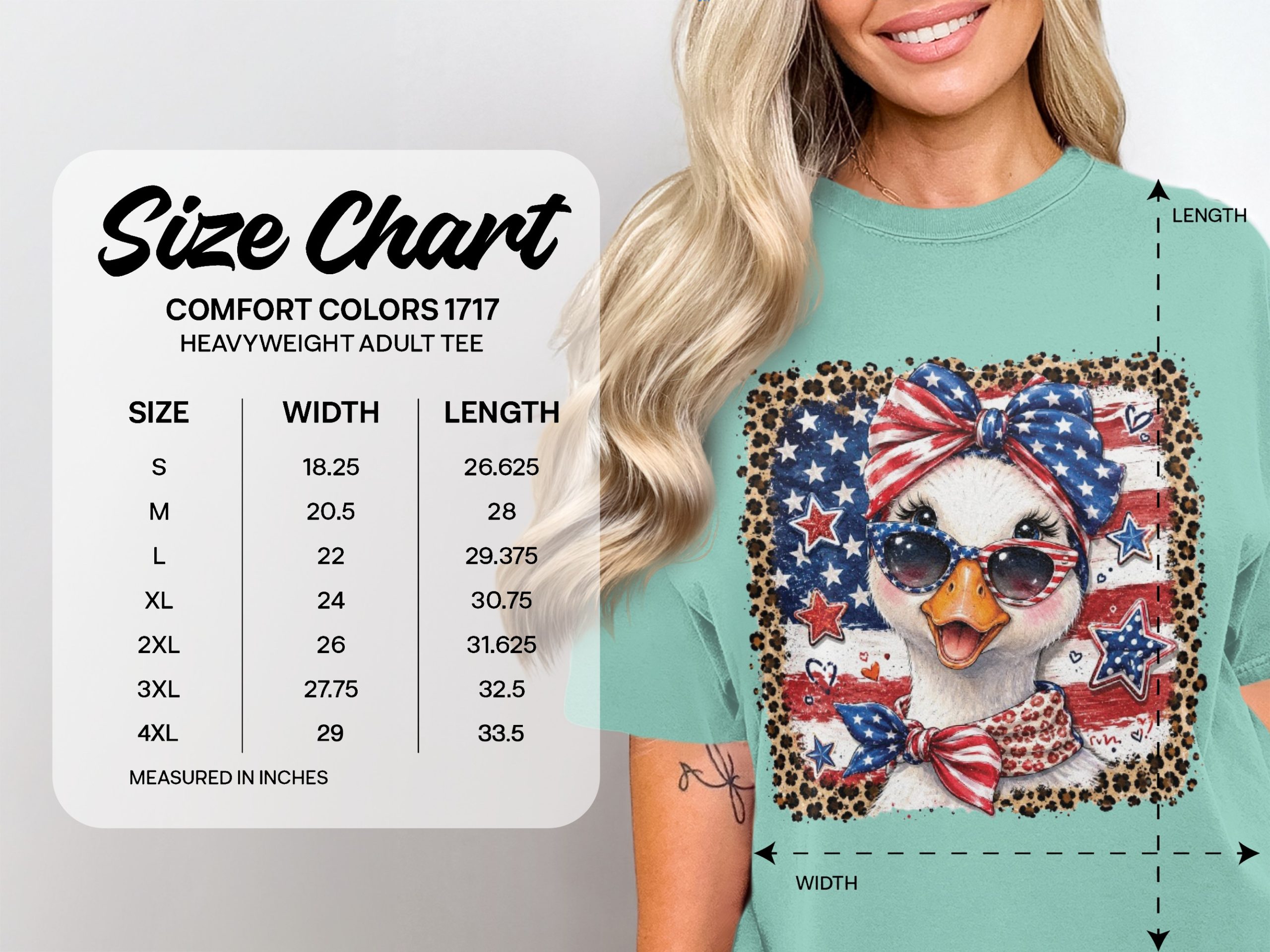 Patriotic Duck T-Shirt, Comfort Colors ® 4th of July Shirt, American Flag Leopard Print Tee, Cute Summer Independence Day Graphic Tee - Image 4