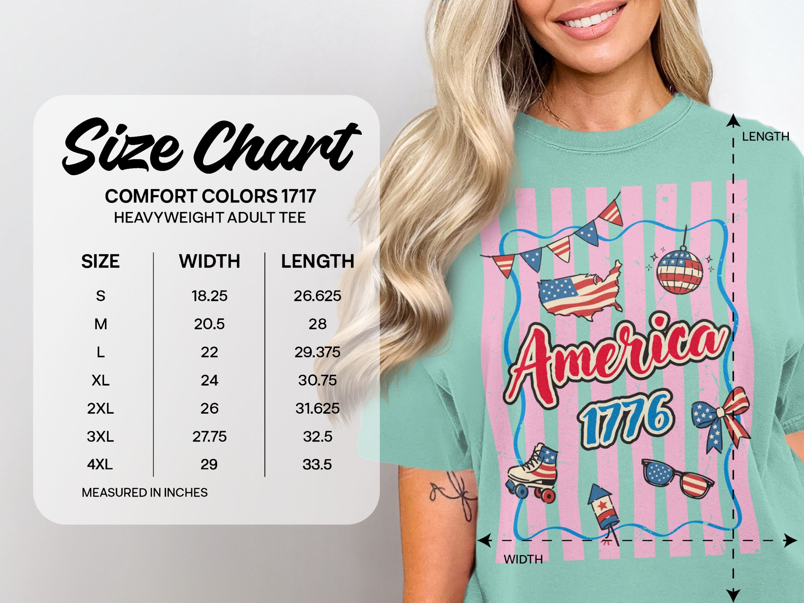 Retro America 1776 T-Shirt, Faux Pink Stripe Independence Day Shirt, USA Flag Map Patriotic Tee, Fourth of July Vintage Top - Image 4
