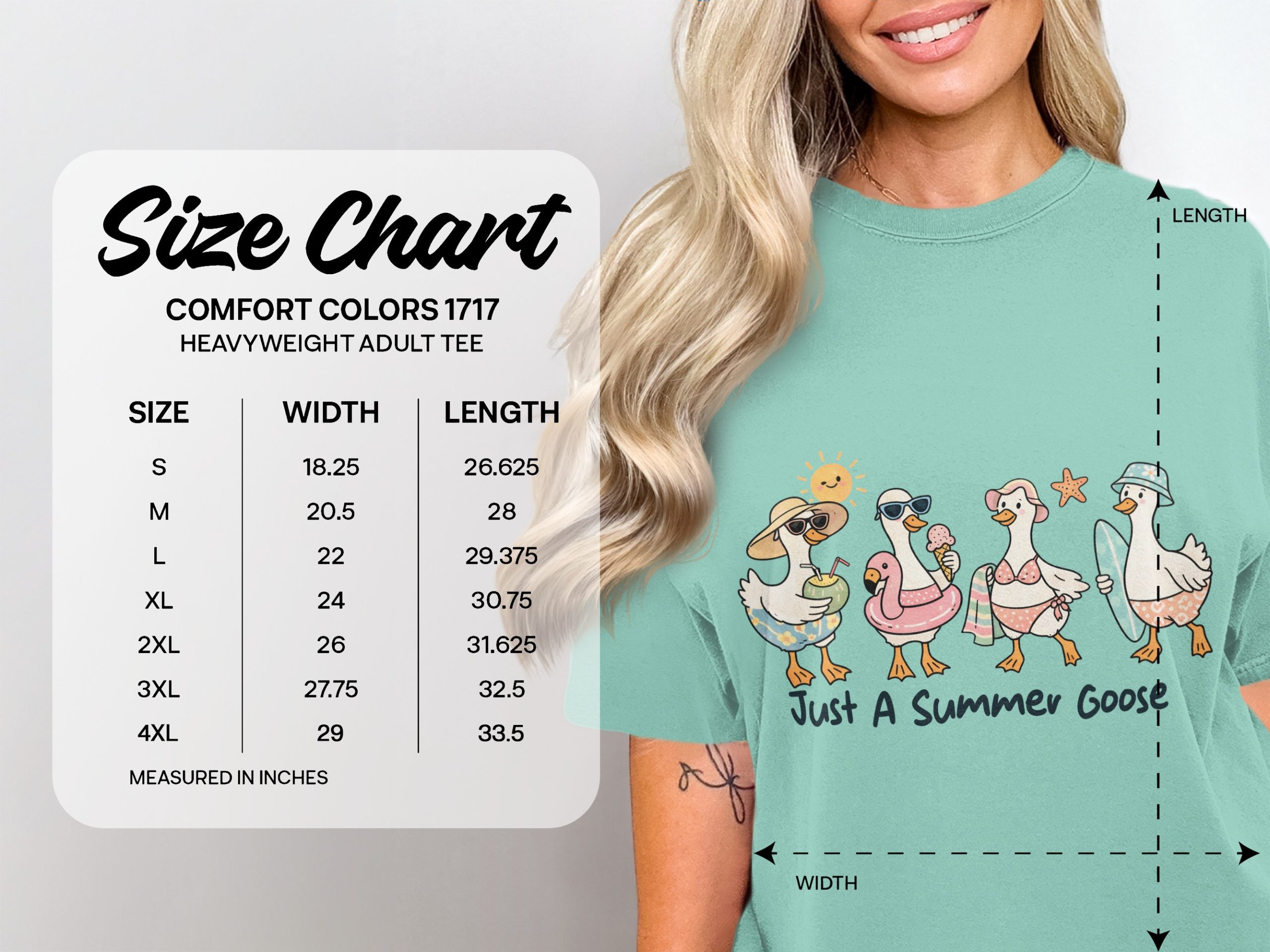 Just A Summer Goose T-Shirt, Comfort Colors ® Beach Vacation Tee, Cute Animal Lover Gift, Funny Duck Shirt, Coastal Aesthetic Apparel - Image 4