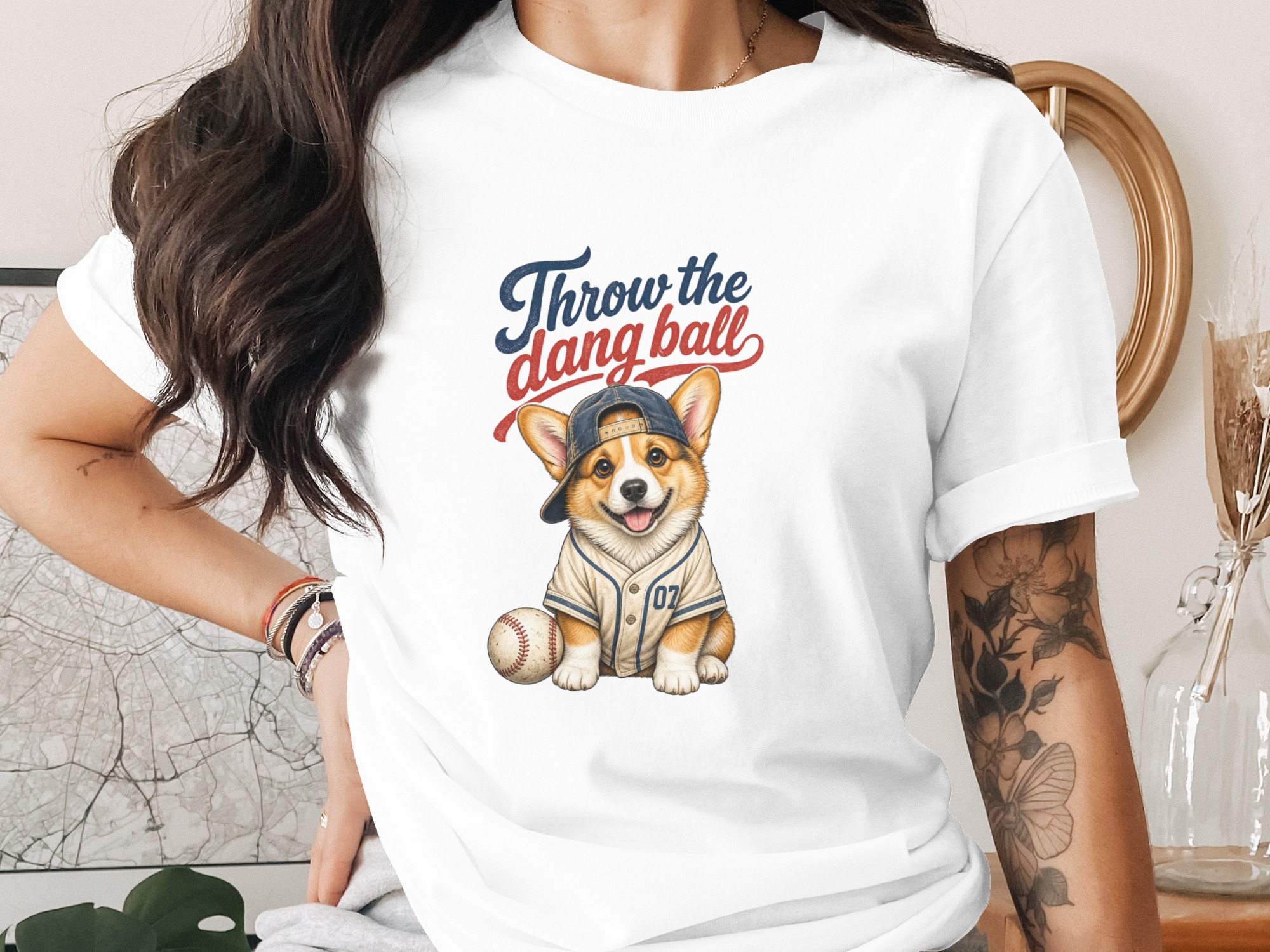 Corgi Baseball Fan T-Shirt - Funny Dog Lover Tee | Cute Pet Mom Gift | Throw the Dang Ball Puppy Shirt