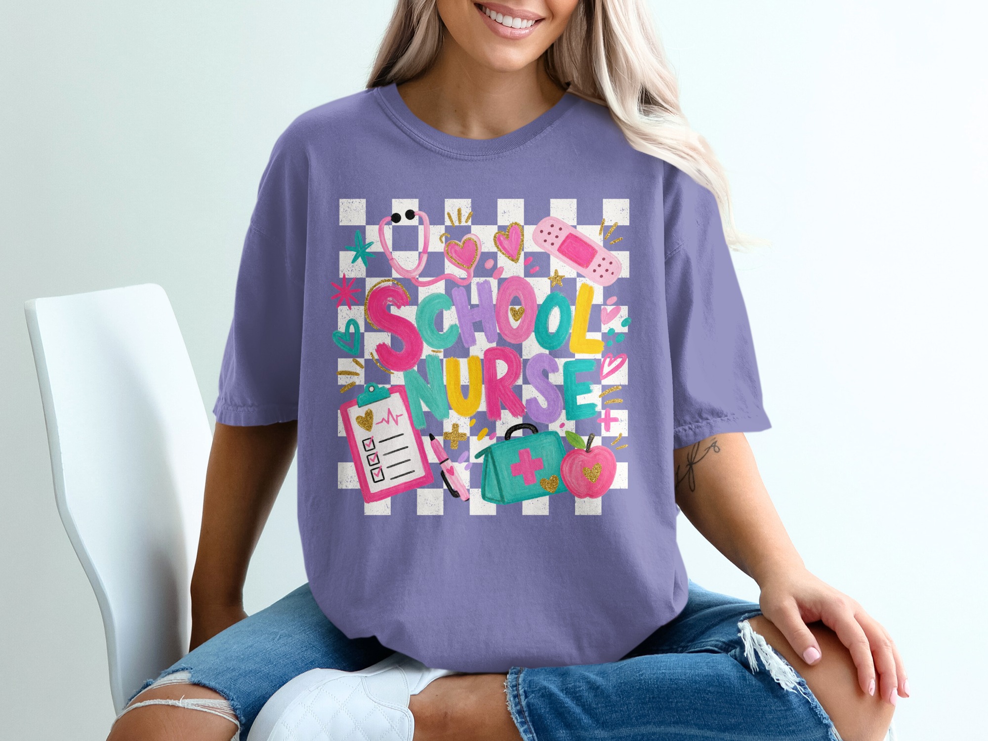 School Nurse T-Shirt Cute Appreciation Gift Colorful Nurse Squad Tee Back To School Nurse Shirt - Image 3
