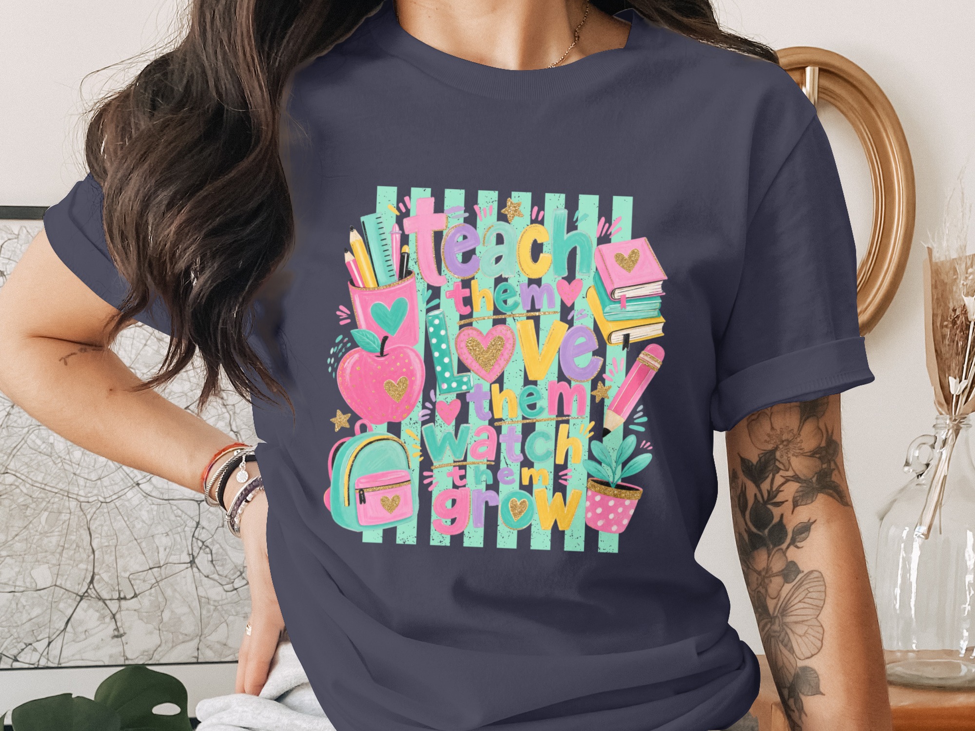 Teach Love Grow Teacher Shirt, Educator Appreciation Tee, Back to School Gift, Cute Teacher Life Outfit, End of Year T-Shirt - Image 10