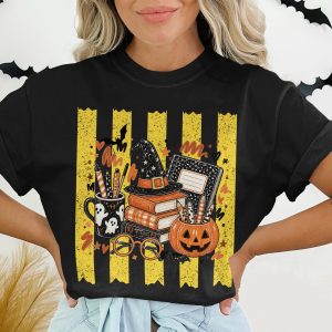 Spooky Teacher Shirt | Halloween School Witchy Vibes T-Shirt | Fall Educator Book Lover Librarian Gift Tee