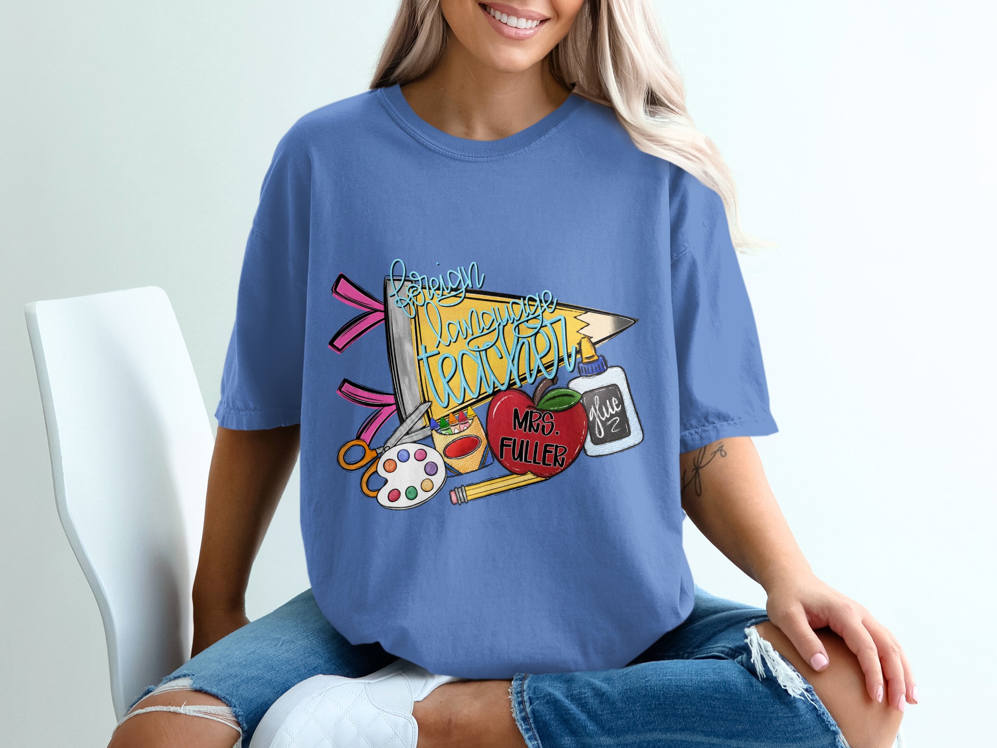 Foreign Language Teacher Appreciation T-Shirt | Personalized Educator Gift Fun School Supplies Tee - Image 20