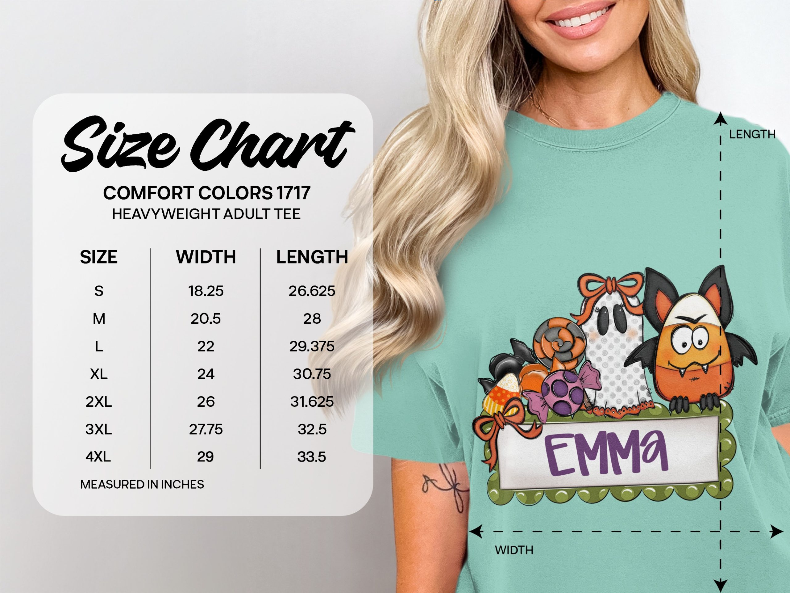 Personalized Halloween T-Shirt, Cute Spooky Ghost & Candy Corn Bat Fall Kids Name Shirt, Custom Trick or Treat Birthday Gift Idea - Image 7