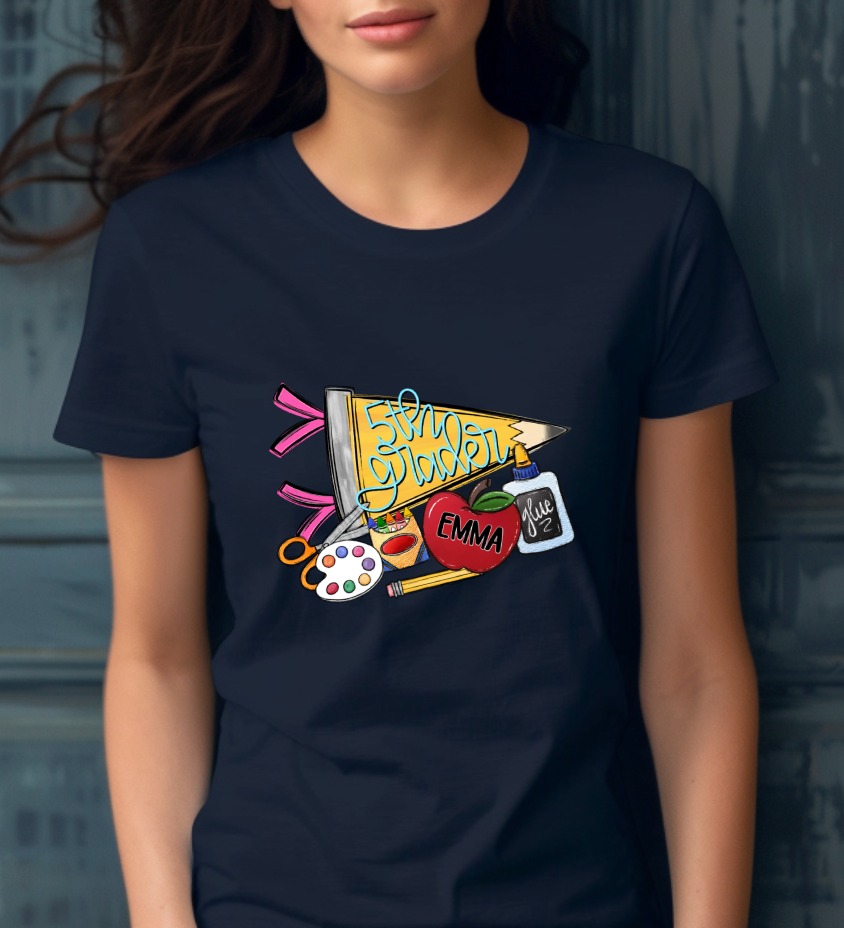 Personalized 5th Grade Shirt for Back to School, Custom Fifth Grader Top, First Day of School Outfit, Student Name Tee, Colorful School - Image 5