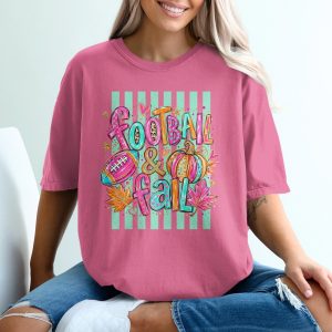 Football Fall T-Shirt, Cute Gameday Football & Fall Graphic Tee, Autumn Lovers Shirt, Pumpkin Spice Season Apparel for Women
