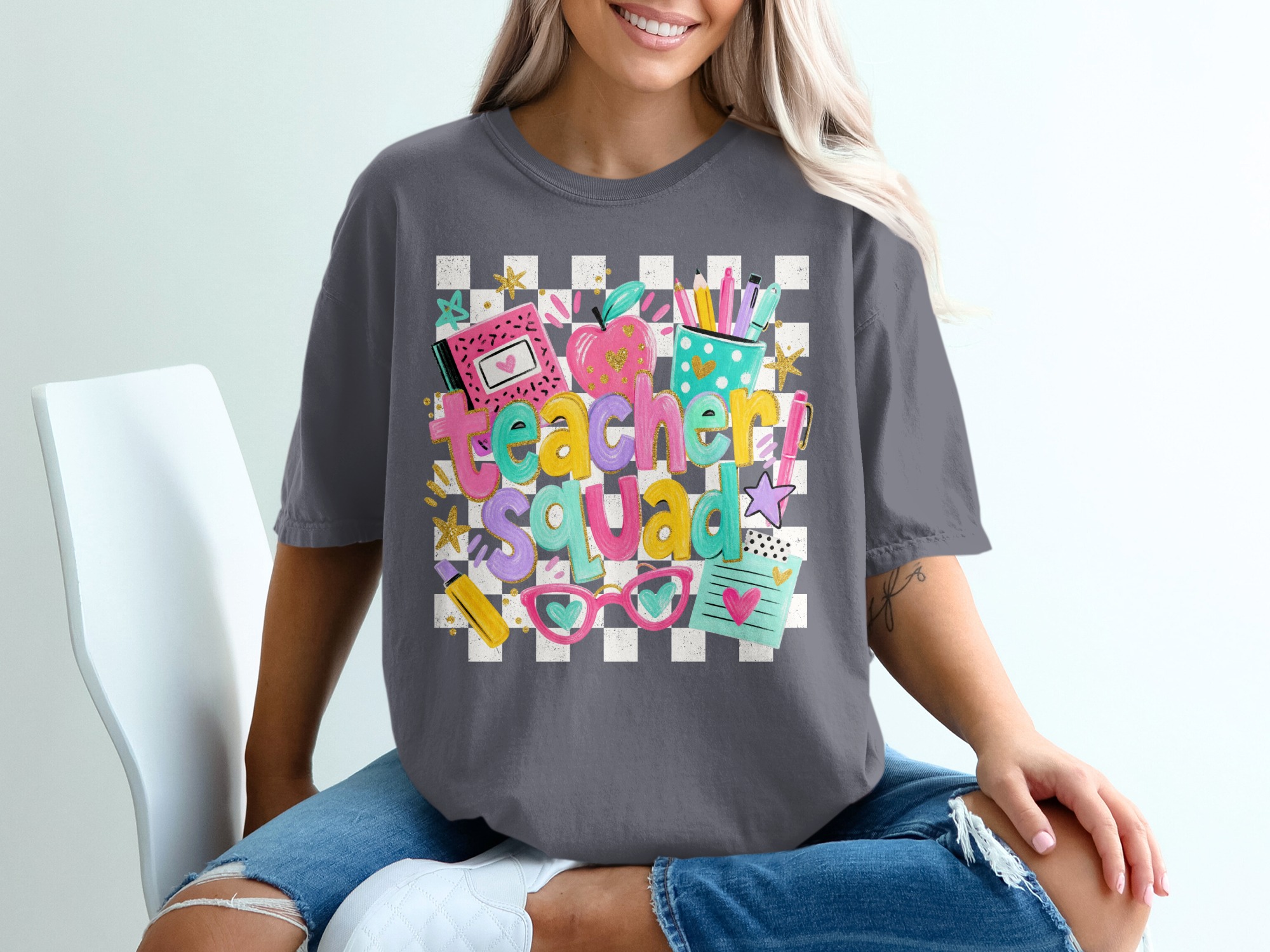 Teacher Squad T-Shirt, Cute Back to School Educator Appreciation Gift, Colorful School Staff Team Tee, Fun End of Year Present for Women - Image 4