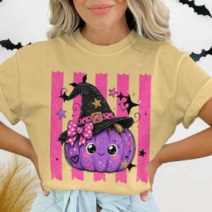 Cute Witch Pumpkin T-Shirt | Adorable Halloween Shirt for Women & Girls | Spooky Season Tee Gift Idea