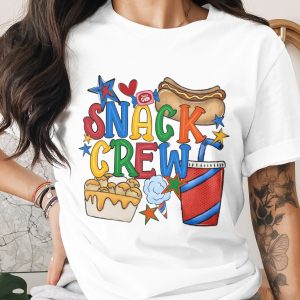 Snack Crew T-Shirt | Fun Foodie Graphic Tee | Retro Carnival Fair Food Lover Gift | Vibrant Summer Comfort Top