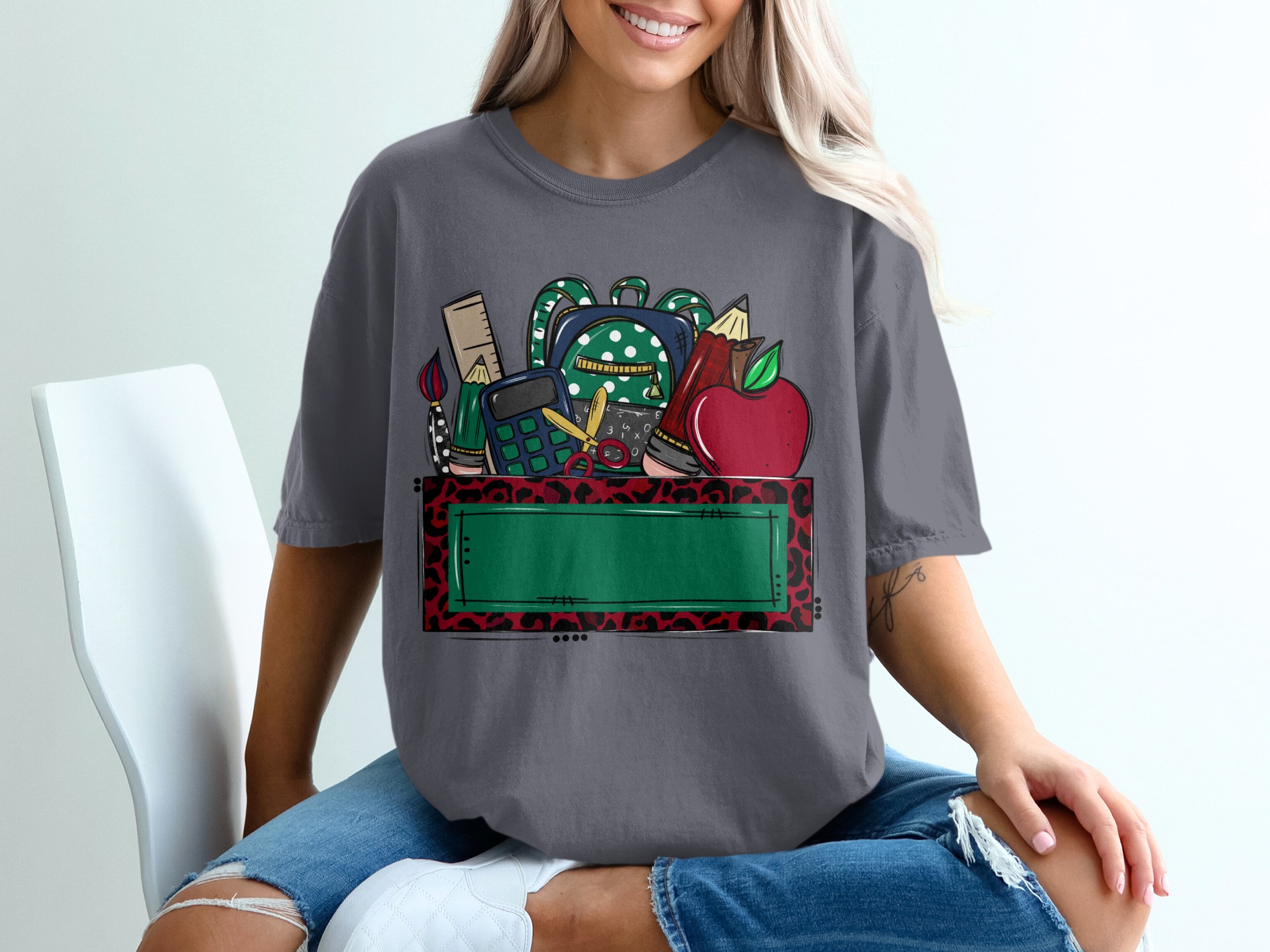 Custom Teacher Back to School T-Shirt | Personalized School Name Mascot Leopard Print Tee | Teacher Appreciation Gift | School Spirit Top - Image 12