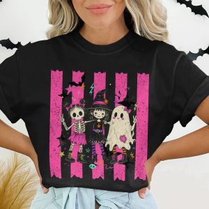 Best Ghoulfriends Halloween T-Shirt | Spooky Season Cute Ghost Witch Skeleton Tee | Pastel Goth E-Girl Aesthetic Trendy Fall Shirt
