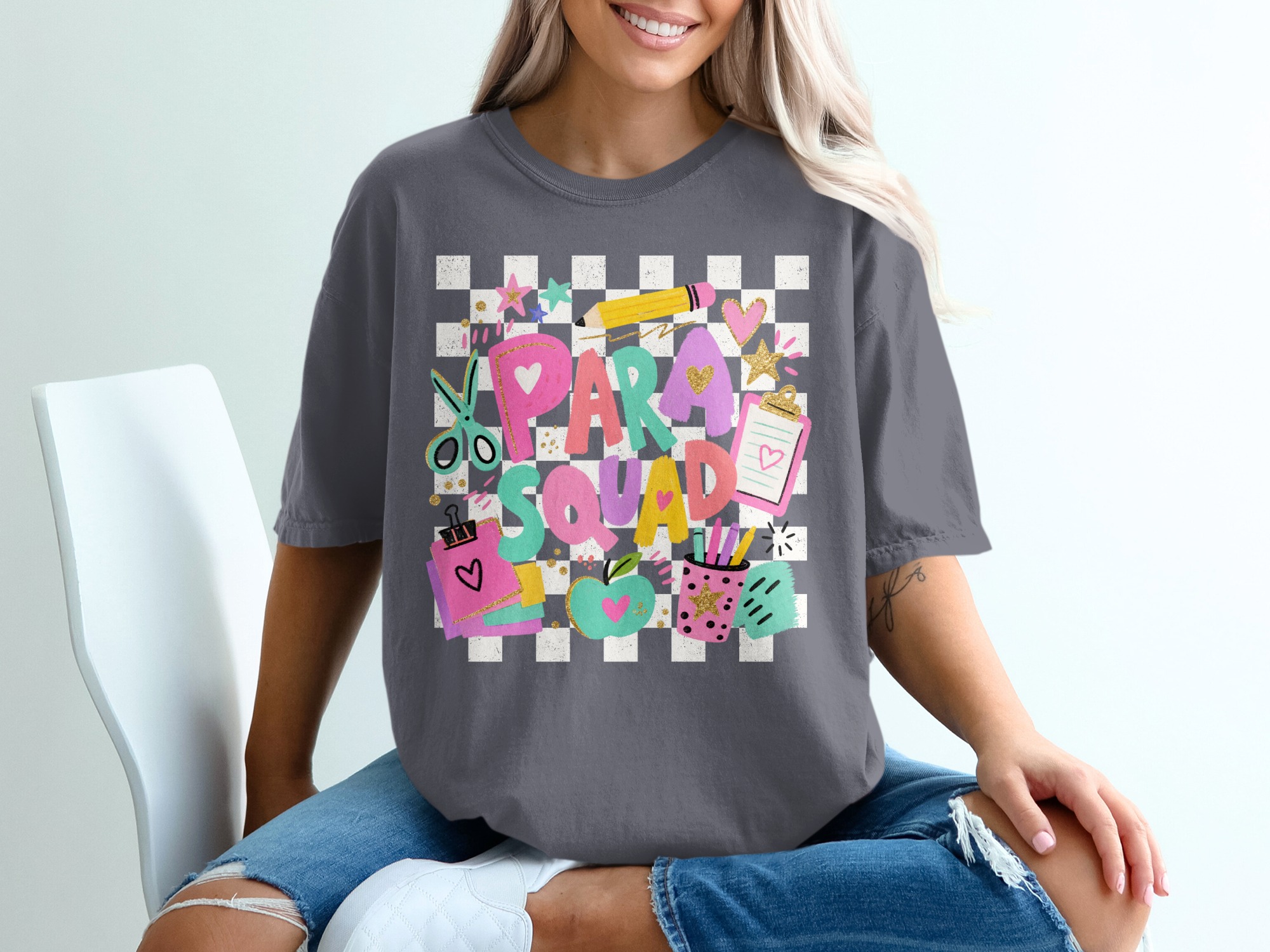 Para Squad T-Shirt, Colorful Paraprofessional Gift, Teacher Assistant Appreciation Tee for School Support Staff - Image 2