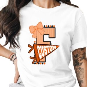 Custom Initial Letter T-Shirt | Personalized School Spirit Tee | Mascot Name College Game Day Pullover Shirt