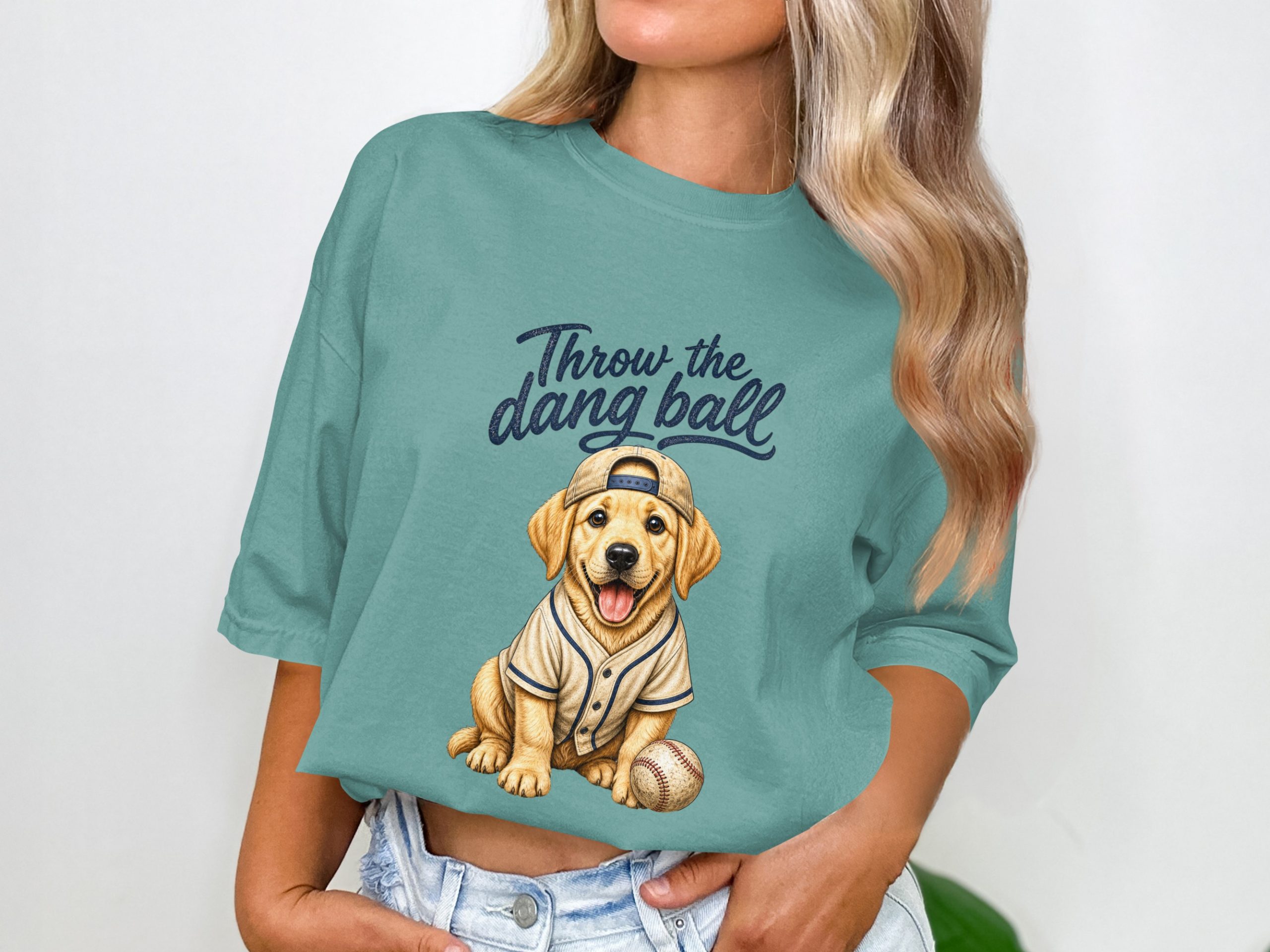 Throw the Dang Ball Golden Retriever Baseball T-Shirt, Funny Dog Lover Gift, Game Day Puppy Tee, Dog Mom Dad Sports Fan Top - Image 5