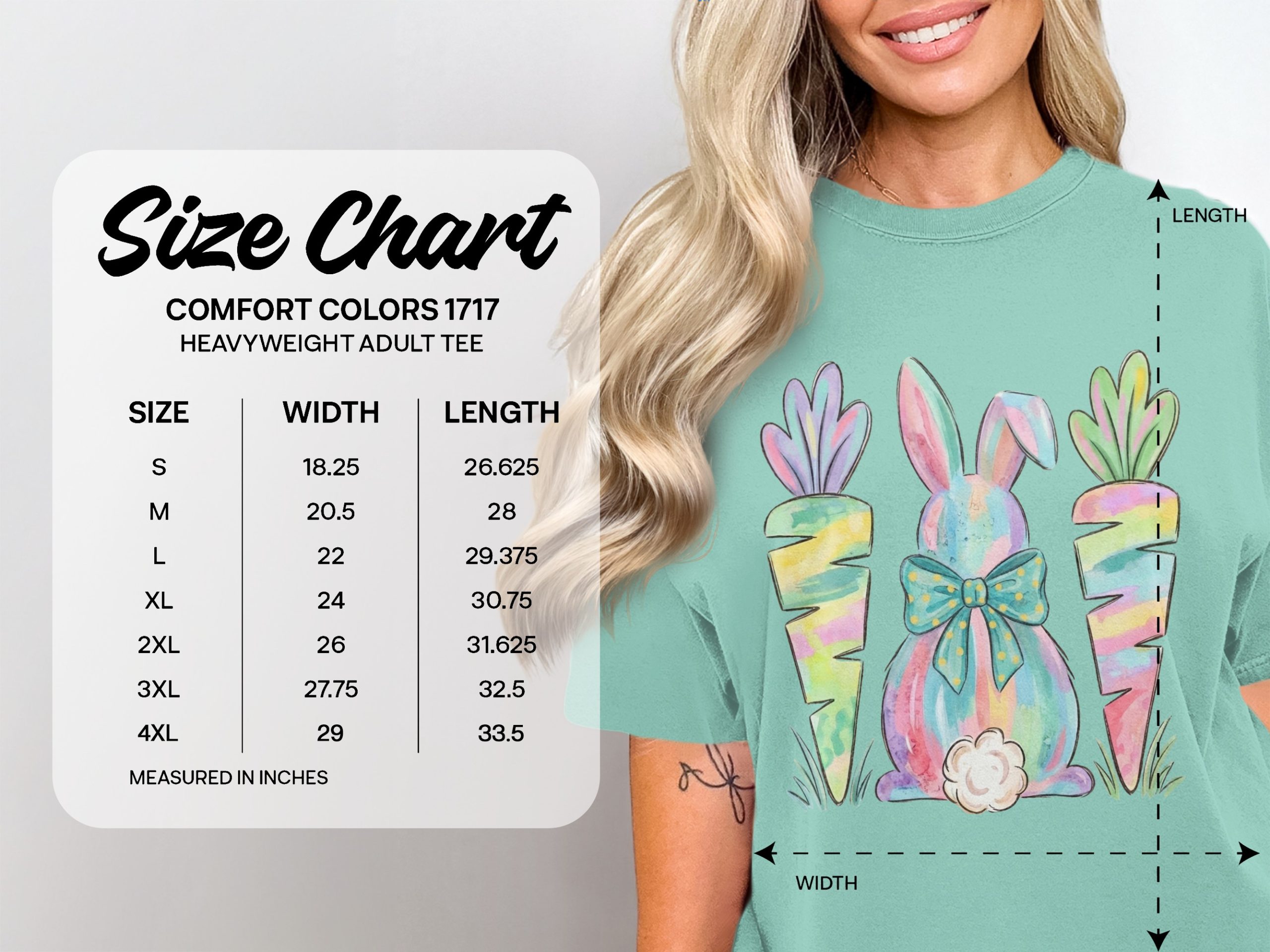 Watercolor Easter Bunny T-Shirt, Comfort Colors ® Cute Pastel Rabbit Tee, Spring Carrot Gift, Whimsical Easter Shirt - Image 4