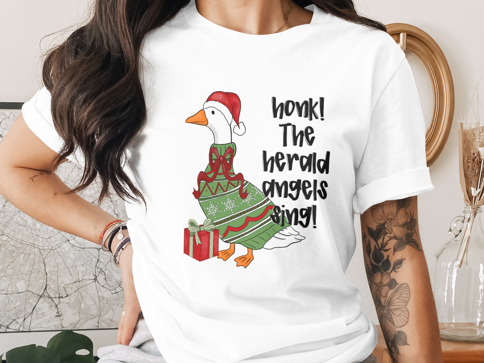 Funny Christmas Goose Honk The Herald Angels Sing Ugly Sweater Digital PNG File for Holiday Crafting & Gifts - Image 2