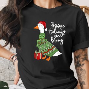 Christmas Goose Tidings We Bring Digital Art File, Funny Holiday Animal png svg eps dxf Bundle for Crafters & diy Gifts