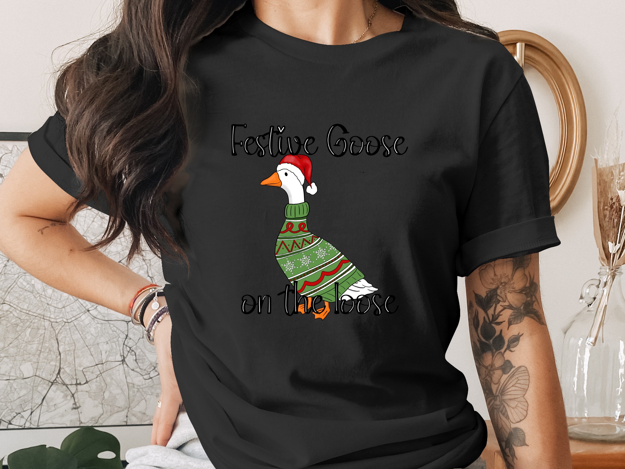 Festive Goose on the Loose Christmas PNG Digital Download, Funny Holiday Ugly Sweater Goose Sublimation Design File - Image 9