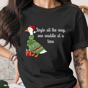 Jingle All The Way Goose Digital Download, Funny Christmas Waddle Animal Art, Festive Holiday Sweater Print, Cute Xmas Gift PNG