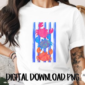 Colorful Crab Ocean Animal Digital Download, Beachy Nautical Sea Life Art Print, Coastal Nursery Decor Digital File
