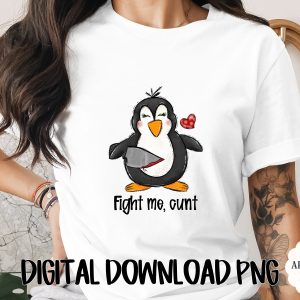 Dark Humor Penguin Knife Heart PNG Digital Download | Sassy Evil Penguin Design | Funny Anti-Valentine's Day Gift | Adult Humor Digital File