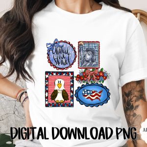 Patriotic America Clipart Bundle, Fourth of July United We Stand PNG, Bald Eagle USA Map Flag, Statue Liberty Digital Design
