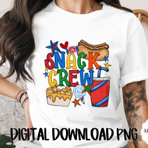 Snack Crew Digital Download, Retro Food PNG, Fun Fair Food Graphic, Carnival Treats Design, Party Printable Art