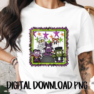 Cute Halloween Clipart PNG, Spooky Monster Friends Digital Download Kit, Kids Party Invitation Sublimation Graphic Art Resource