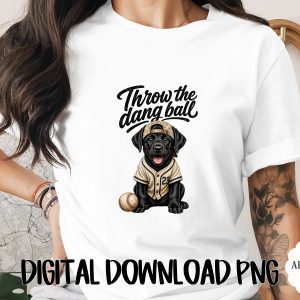 Throw the dang ball Dog SVG PNG, Baseball Labrador Puppy Digital Download, Sports Pet Lover Shirt Design File for Crafters