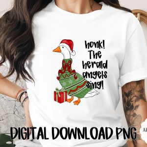 Funny Christmas Goose Honk The Herald Angels Sing Ugly Sweater Digital PNG File for Holiday Crafting & Gifts