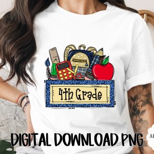 4th Grade Digital Download PNG, Back To School Teacher Student Shirt Sublimation Design, Fourth Grade SVG Clipart File