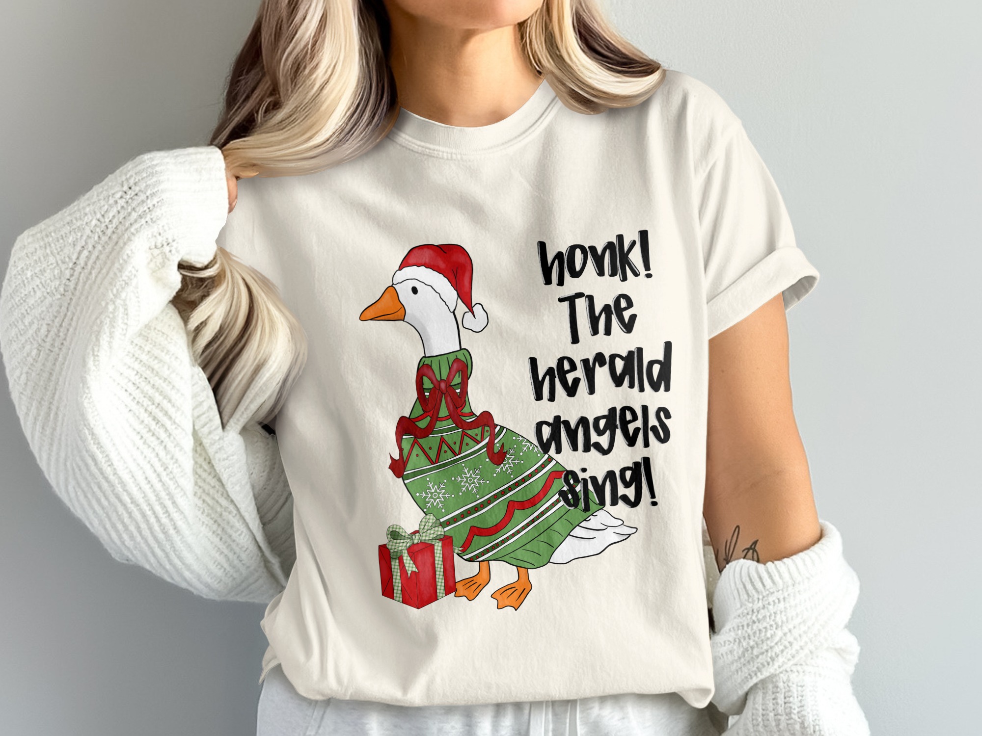 Funny Christmas Goose Honk The Herald Angels Sing Ugly Sweater Digital PNG File for Holiday Crafting & Gifts - Image 4