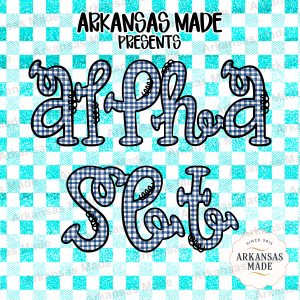 Blue Plaid Alpha Set PNG Watercolor Gingham Font Letters, Full Alphabet Digital Download for Custom Crafts, Sublimation Design Bundle
