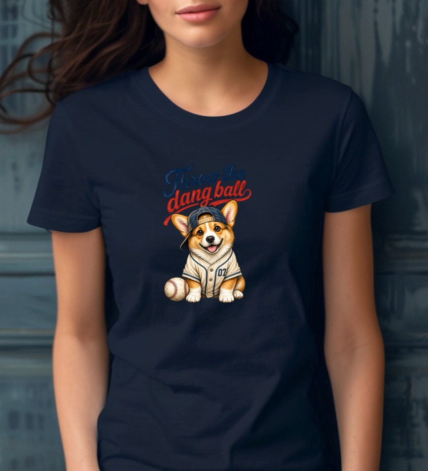Throw The Dang Ball Corgi Baseball PNG Digital Download | Cute Dog Lover Sublimation Design for T-Shirt Mug Merch Gift - Image 2