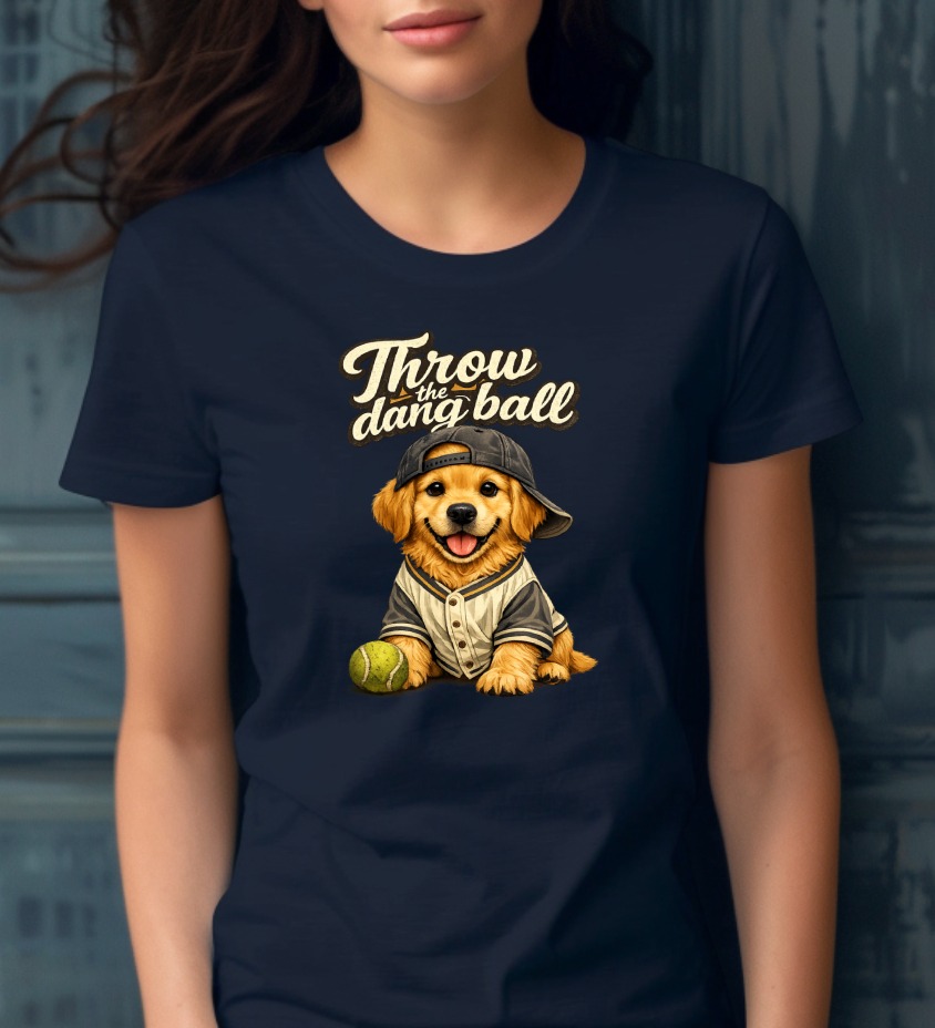 Golden Retriever Baseball Dog PNG, Throw the Dang Ball Puppy Digital Download, Sports Dog Lover Sublimation Design - Image 2