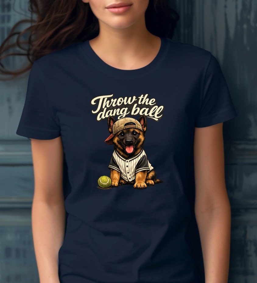 German Shepherd Baseball Dog PNG, 'Throw the Dang Ball' Puppy Digital Download, Dog Mom Baseball Fan Sublimation Design Art - Image 2