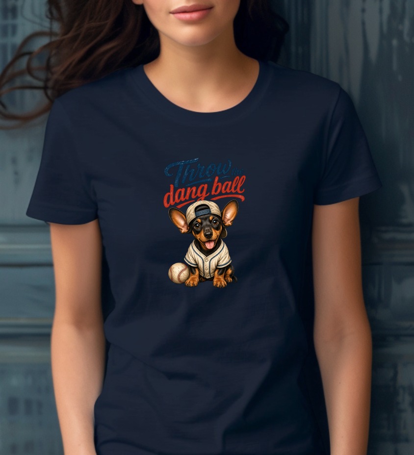 Cute Baseball Dog PNG, Dachshund Puppy 'Throw the Dang Ball' Graphic, Sports Dog Lover Digital Download - Image 2