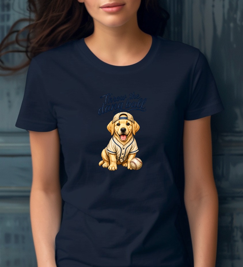 Baseball Golden Retriever PNG Digital Download, 'Throw The Dang Ball' Puppy Baseball Game Day Shirt Design, Funny Dog Mom Dad Gift Art - Image 2
