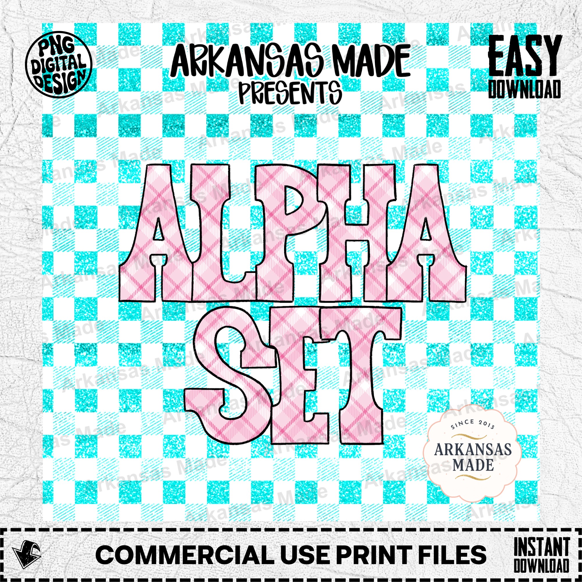 Plaid Alpha PNGs Set | Pink Tartan Alphabet Letters Digital Download for Sublimation & Crafts | Monogram Font Clip Art - Image 2