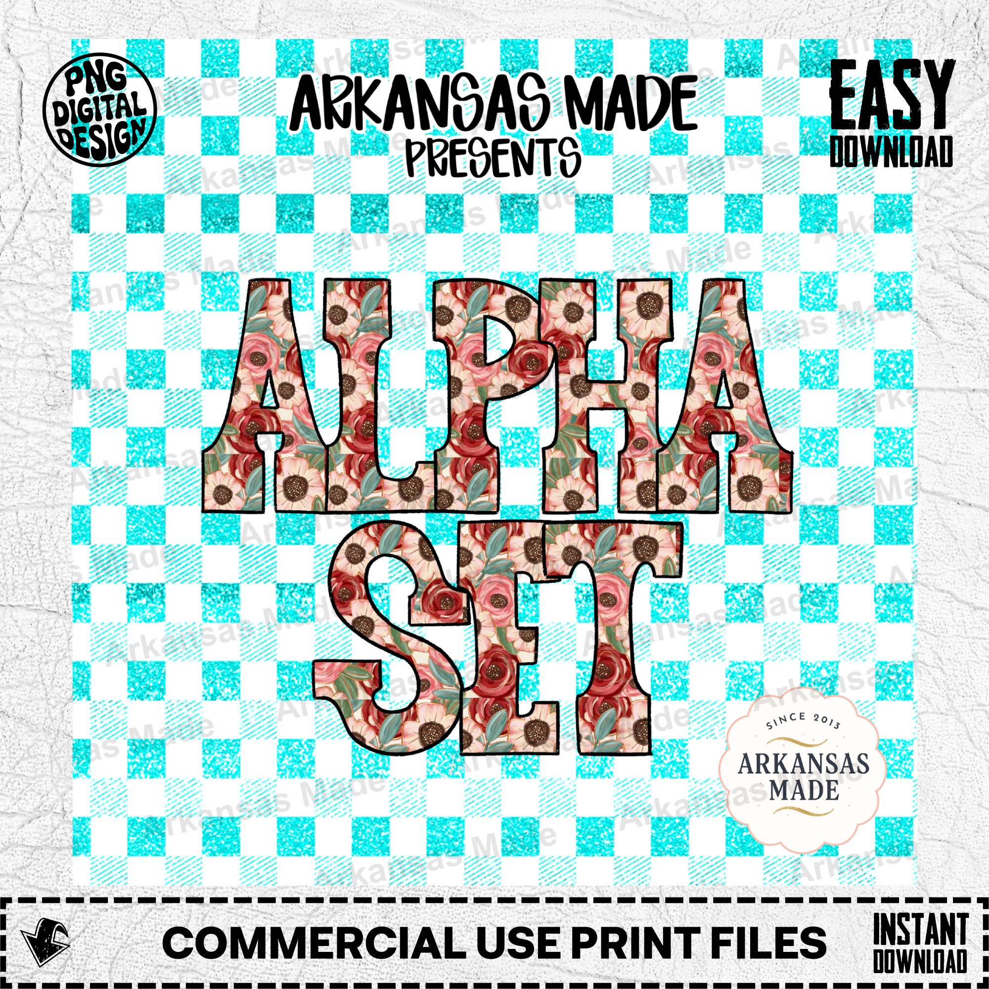 Floral Alpha PNG Set, Rustic Flower Alphabet Clipart, Watercolor Letters Digital Download for Sublimation & Crafts - Image 2