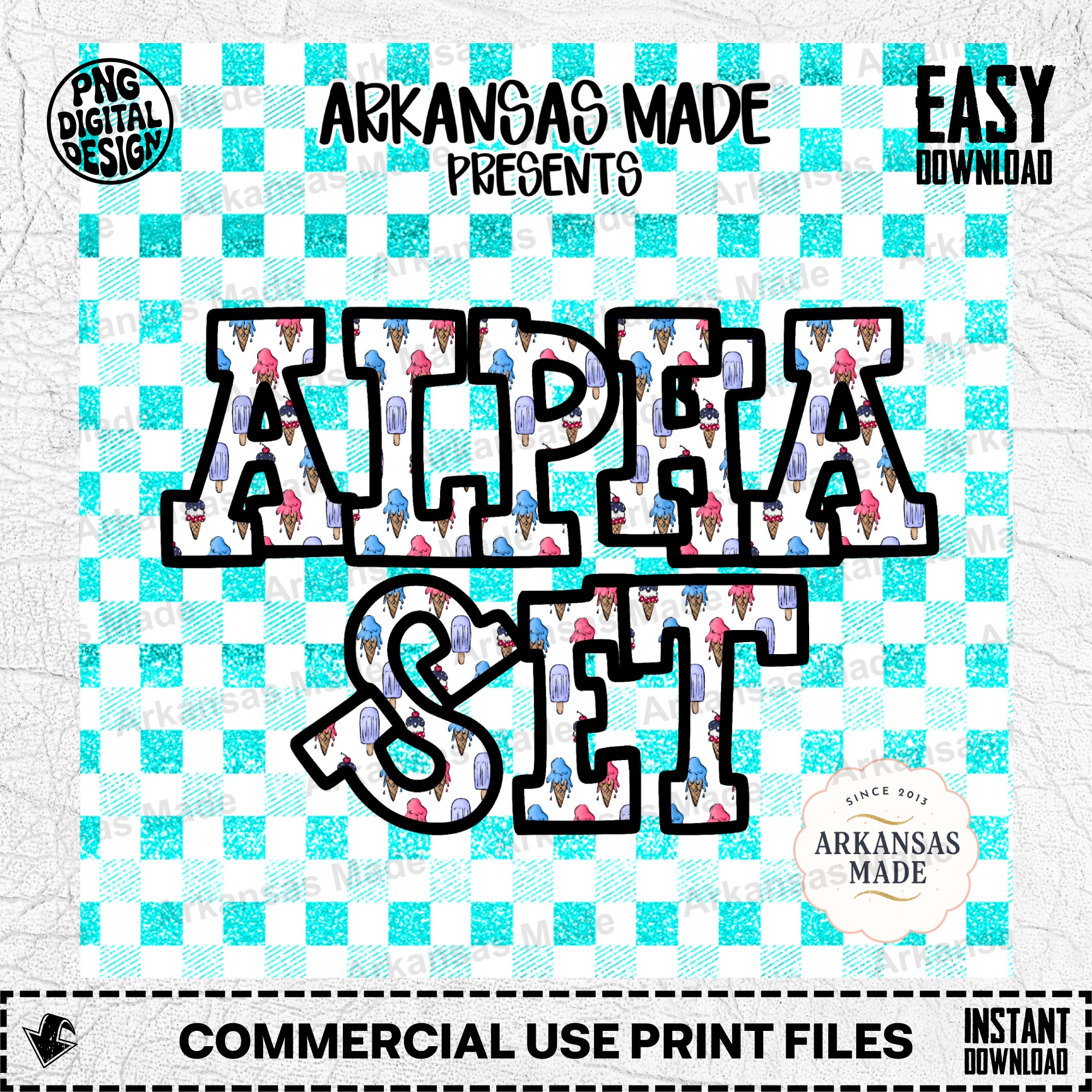 Ice Cream Alpha PNGs, Summer Sweet Treats Digital Alphabet, Popsicle Letters Clipart, Sublimation Design Bundle, Cute Kids Party DIY - Image 2