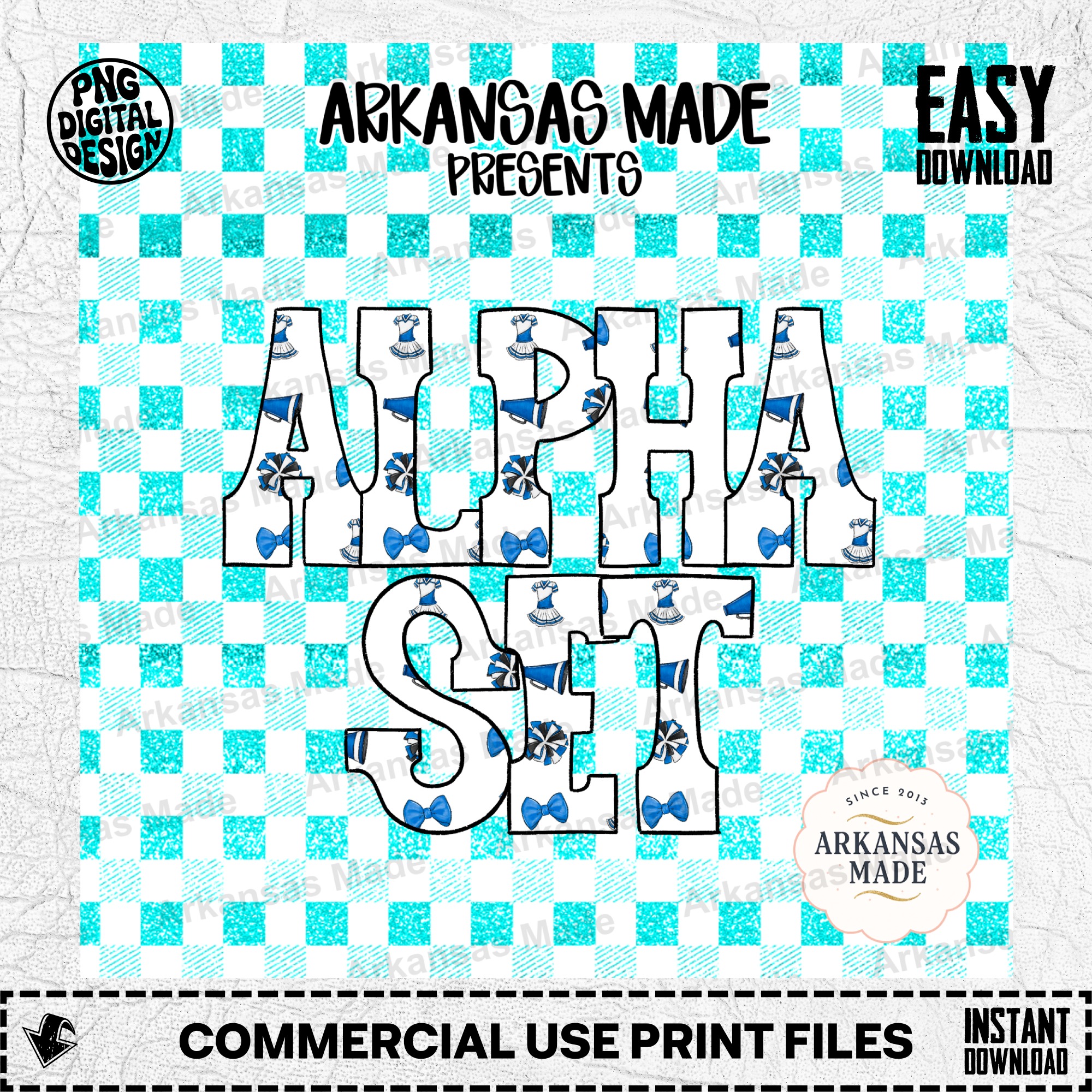 Cheerleader Alpha PNGs Set | Cheer Squad Digital Alphabet Letters | School Spirit Megaphone Pom Pom Bow Font for Crafters & Team Gifts - Image 2