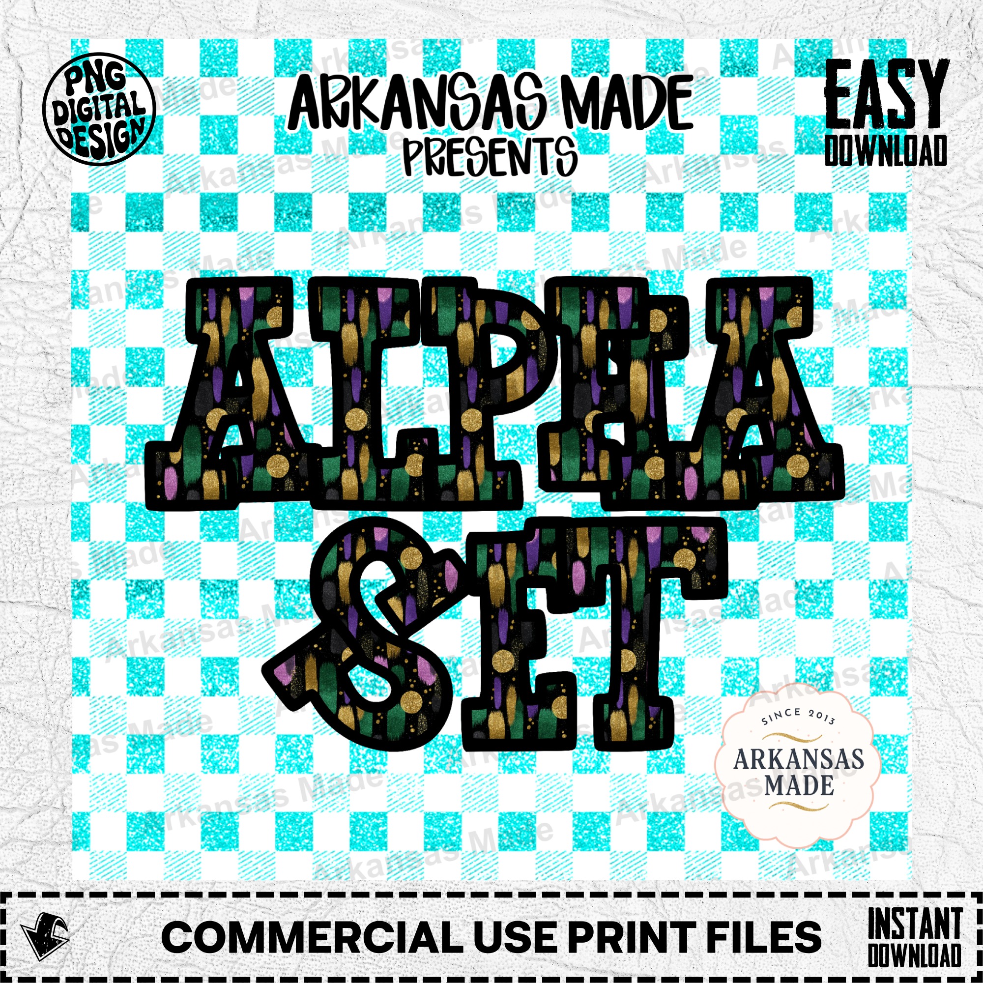 Mardi Gras Alpha Set PNGs, Purple Green Gold Glitter Alphabet, Brush Stroke Font, Digital Download, Festive Letters for Sublimation - Image 2