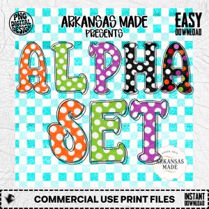 Halloween Alphabet Set PNGs, Spooky Cute Polka Dot Bubble Letters Digital Download, Fun Fall Font Clip Art for Sublimation